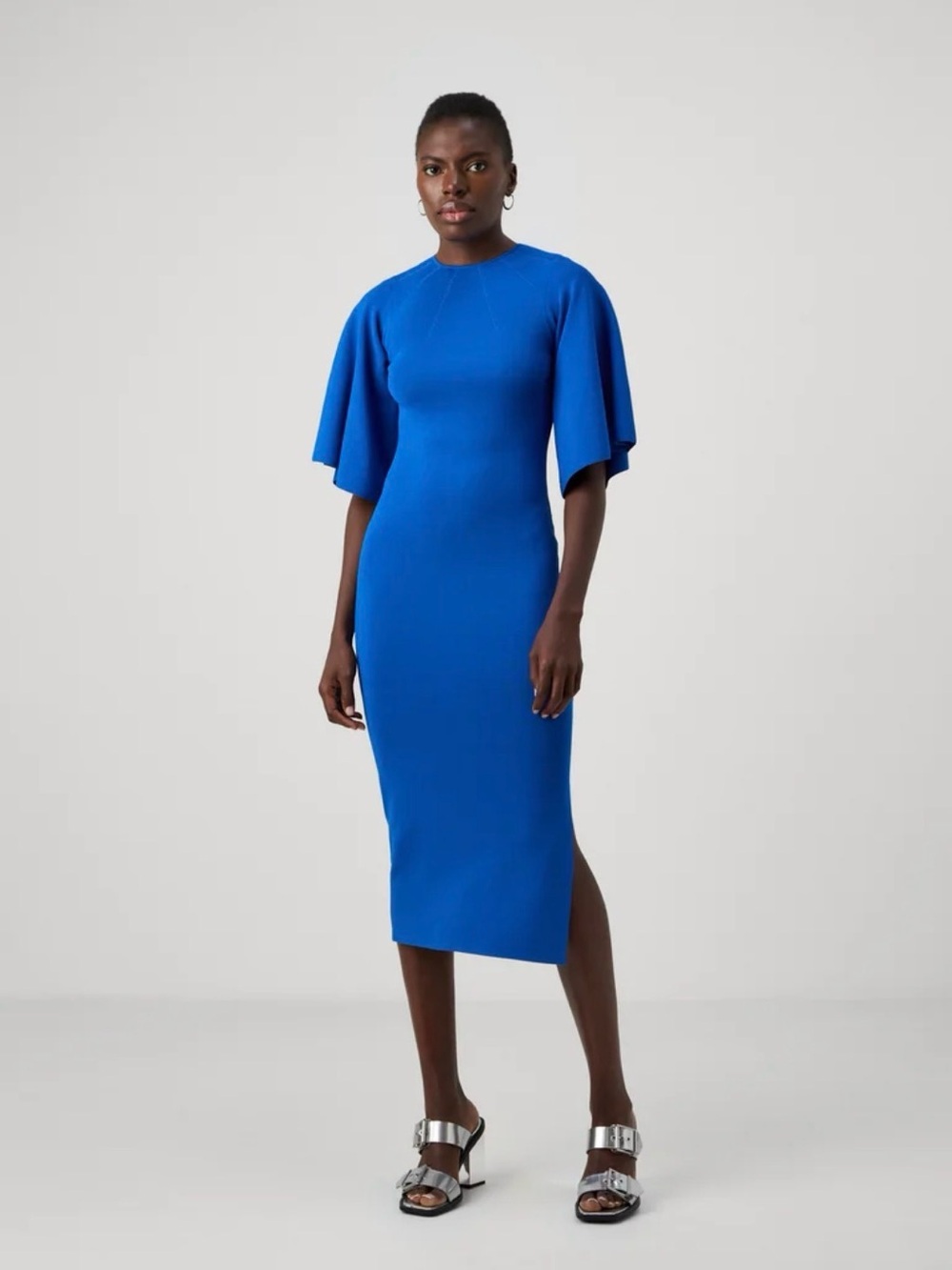 Ted Baker Lounia Cobalt Blue Fluted Sleeve Midi Dress Size 4 / US 10 new w tag